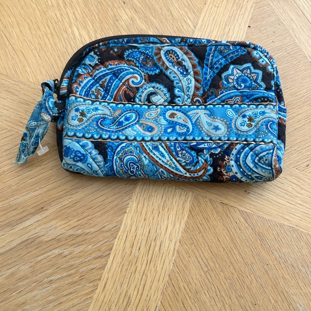 ☘️Stephanie Dawn Mocha Paisley Blue paisley Cosmetic bag retired - Picture 2 of 5